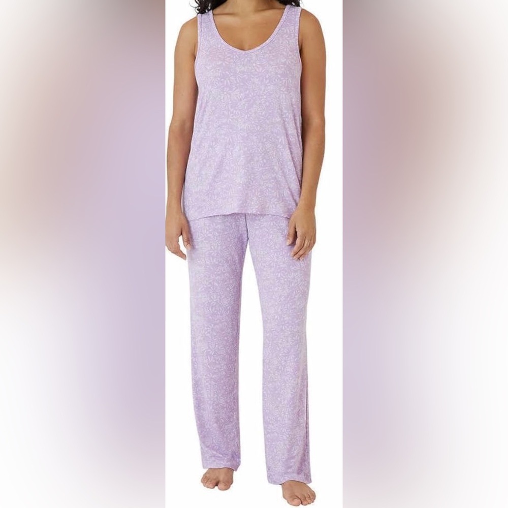 Eddie Bauer 2 Piece Pajamas PJ Set Purple Tank Top & Pants Women's Small‎
